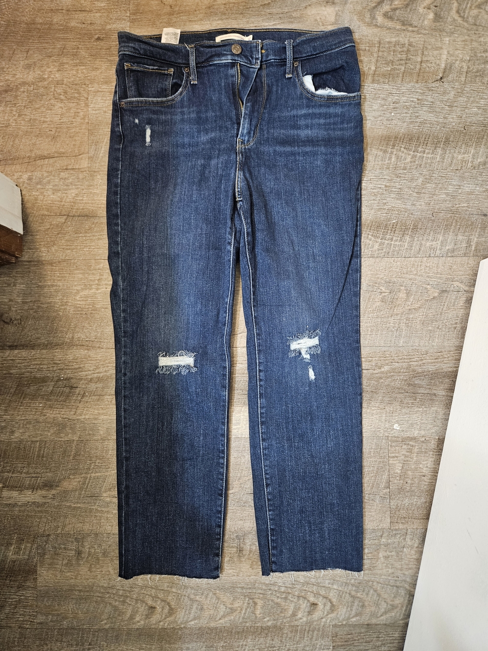 Levi's Dark Blue 724 High Rise Straight Crop Jeans